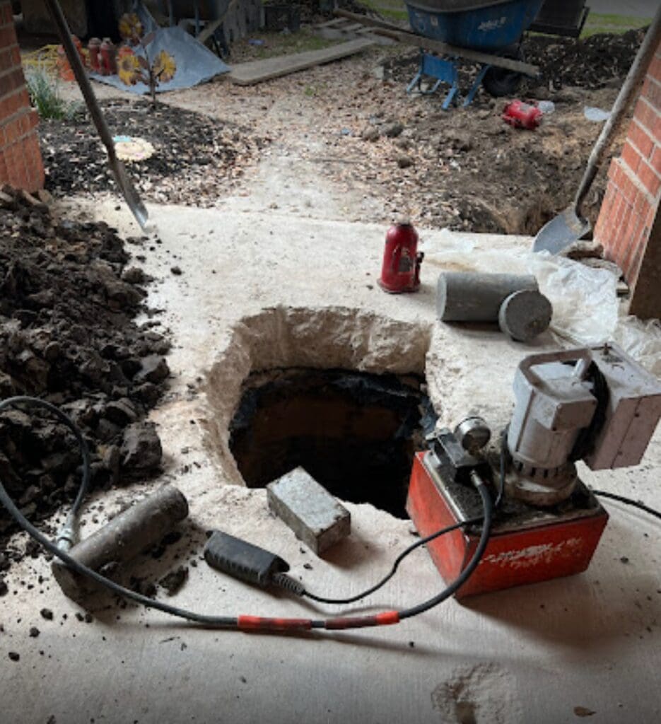 Foundation repair patio hole in League City, TX