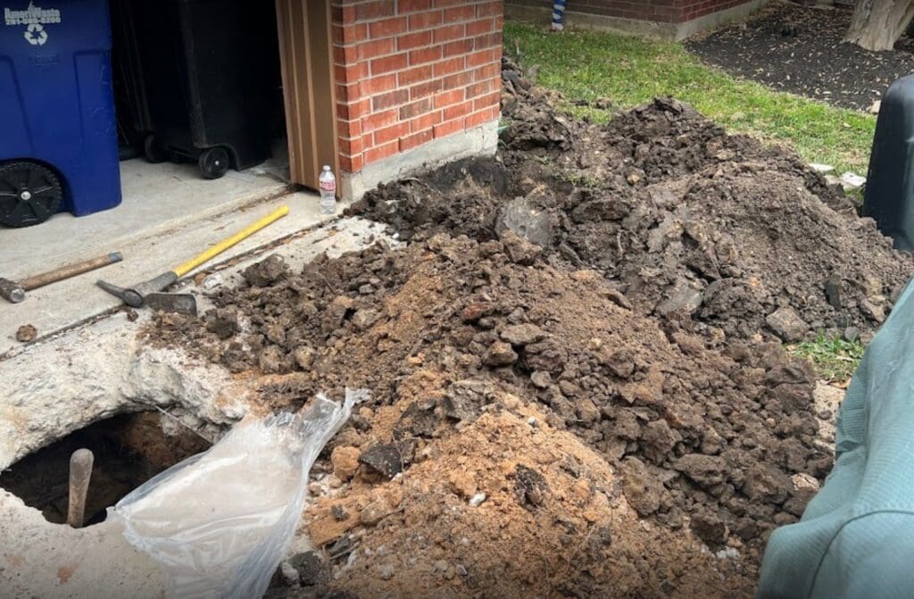 Foundation repair exterior dig in League City, TX