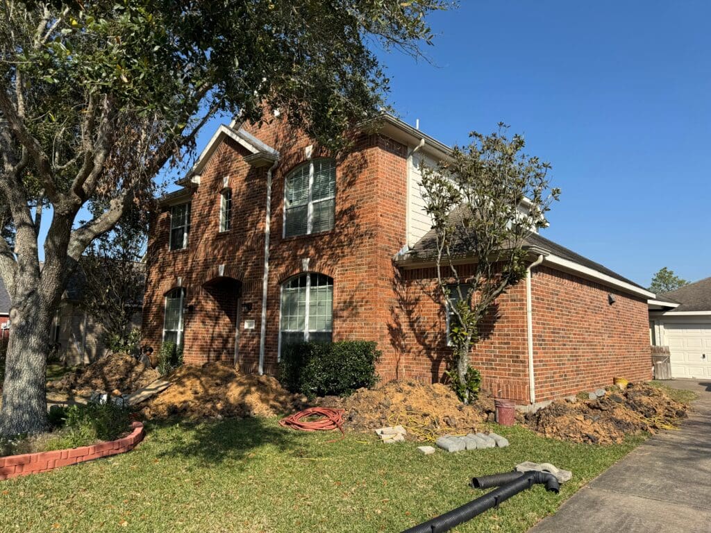 A home leveling job in progress by Pearland's highest rated foundation repair company